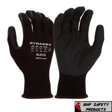 Pyramex Micro-Foam Nitrile Safety Gloves 15 Gauge Nylon/Spandex GL615 12 Pairs