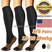 Medias Calcetines De Compresion 3 Pares Varices Hombres Mujeres 15-20 Mmhg -US