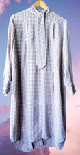 ZIMMERMANN shirt dress with tie checkered purple cream slits candy boho summer M
