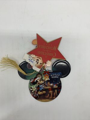 Christmas To Remember Ornament Disney Mickey Ears- Pluto Clock Shop  99 Vintage