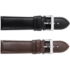 Men's Regular Calf Leather Padded  Stitched Watch Strap Band, 2 Optional Colors