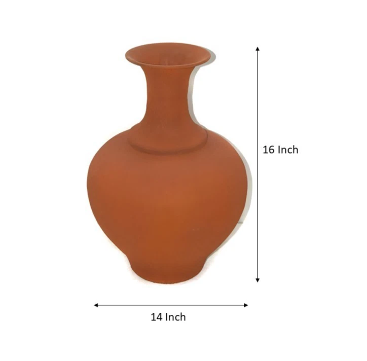 Handcrafted Metal Vase with Terracotta Finish – Rustic Table Top Decor Accent - Image 4 of 4