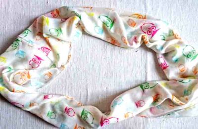 Halstuch weiß bunte Eulen Tuch Damen Rundschal ca. 162 x 70 cm Pollyester
