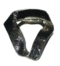 LIEBA Scarf Clip Silver Toned Ribbon Weaved Triangle Mobius Textured USA Vtg