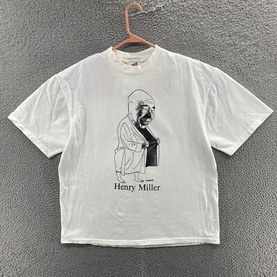 VINTAGE Henry Miller T Shirt Men Extra Large Author Steven Cragg Illustrator 90s