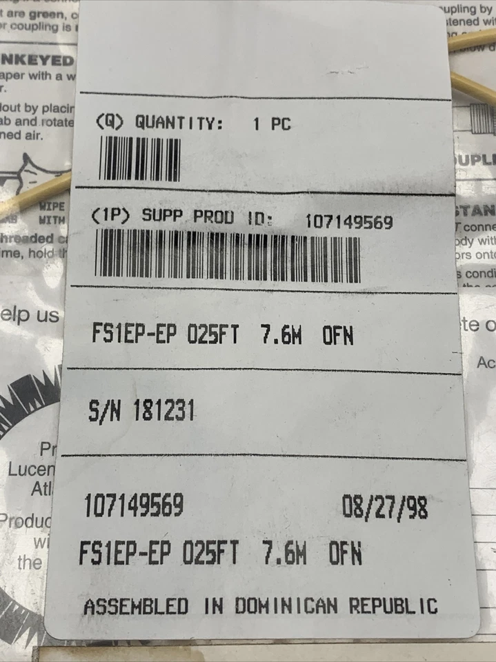 NEW Lucent Technologies Optical Fiber Cable FS1EP-EP 25ft 7.6m - Image 4 of 4