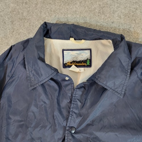 VTG Fieldmaster Windbreaker Men Large Navy Snap Pocket Outdoor Lightweight Lined - Picture 3 of 10
