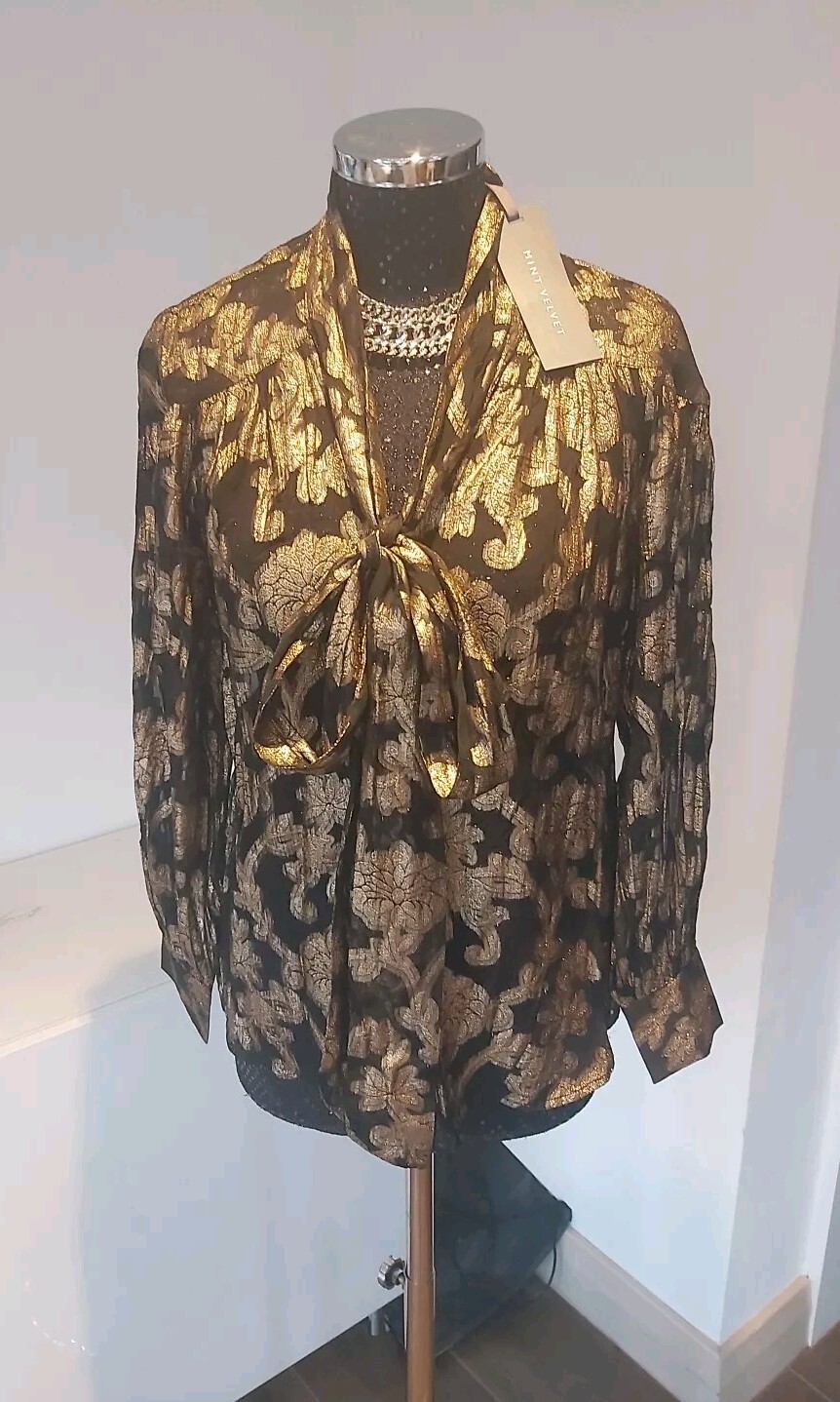MINT VELVET  Small Gold/black  Baroque Blouse NWT. RRP £109 image 3