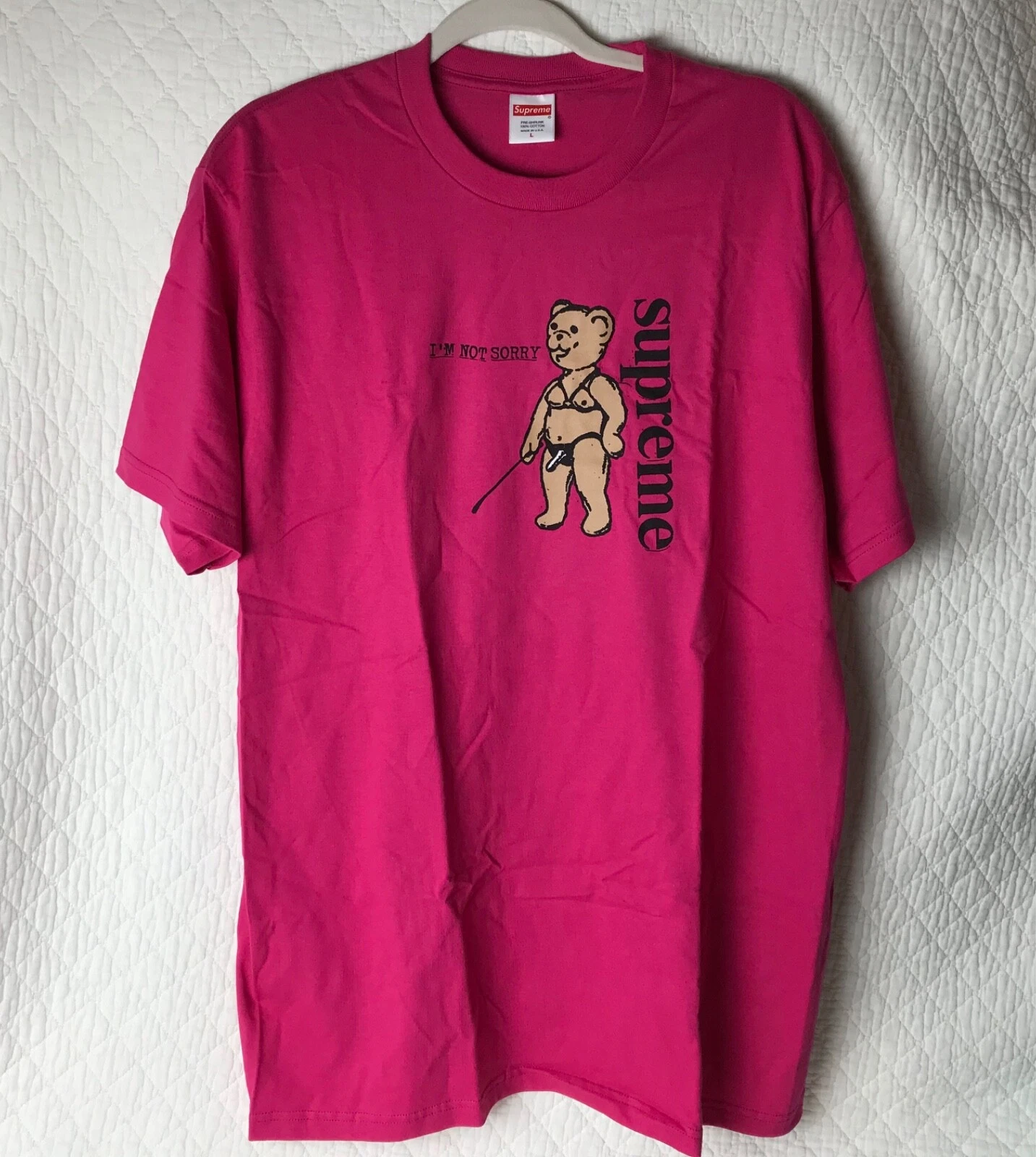 Tee Supreme Not Sorry rose chaud taille L adulte unisexe SS21 neuf