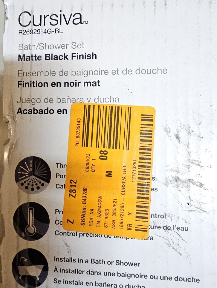 KOHLER CURSIVA R269294GBL 3Spray Tub/Shower Faucet Matte BlackWith Valve 885612848635 eBay