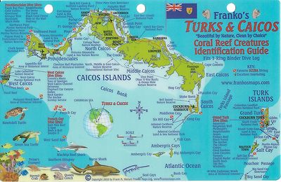 Turks & Caicos Dive Map & Reef Creatures Guide Waterproof Fish Card Franko Maps