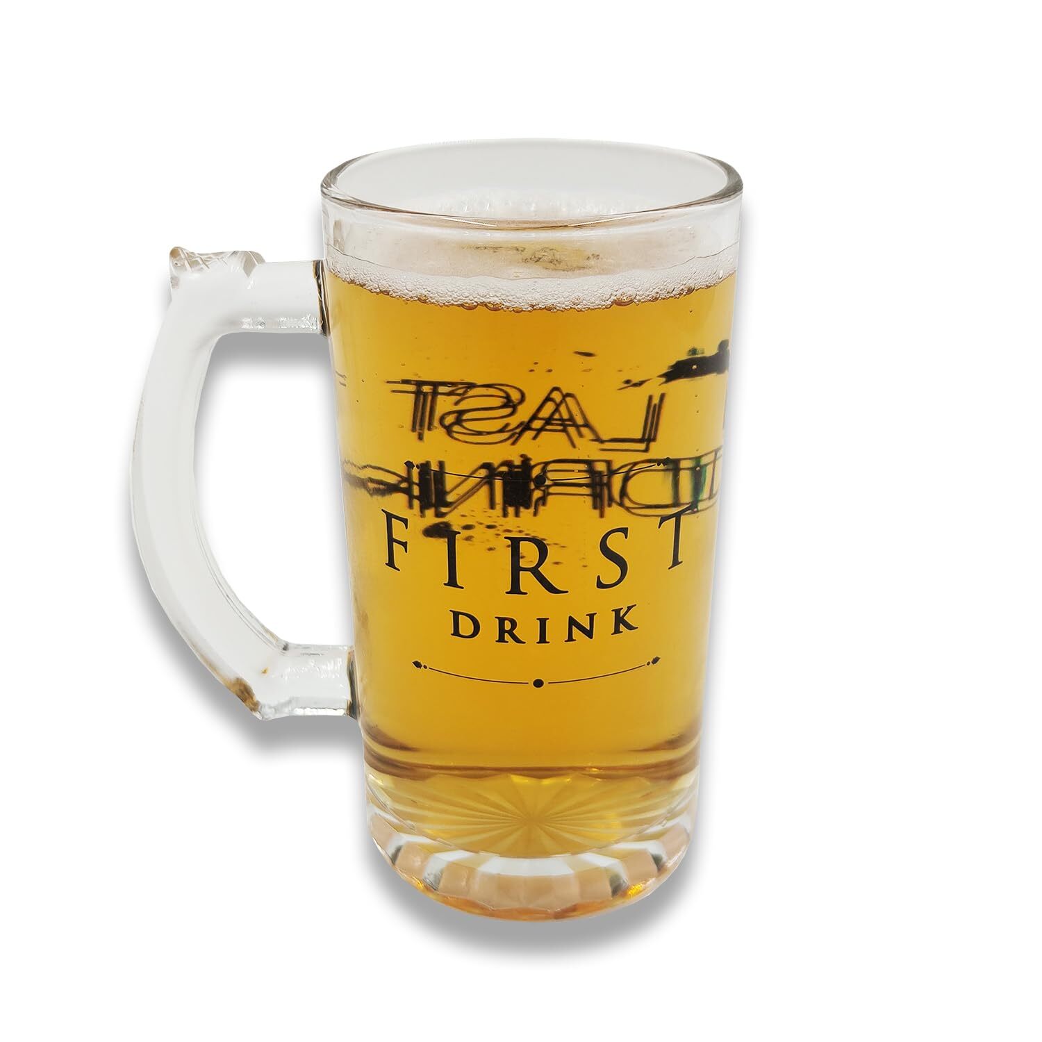 Mad Monkey Funny Beer Glass - First Drink - Last Drink