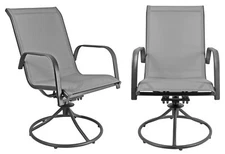 Patio Master Corporation Sienna Metal Patio Chair Swivel Rockers, Gray, Set of 2