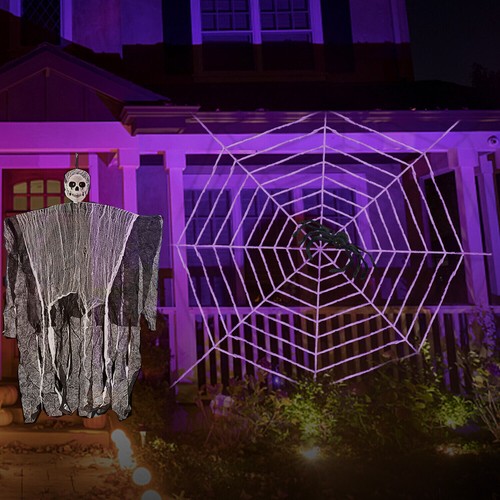 11.8FT Halloween Spider Web With Spider and Hanging Skeleton Phantom Decor | USA - Picture 44 of 47