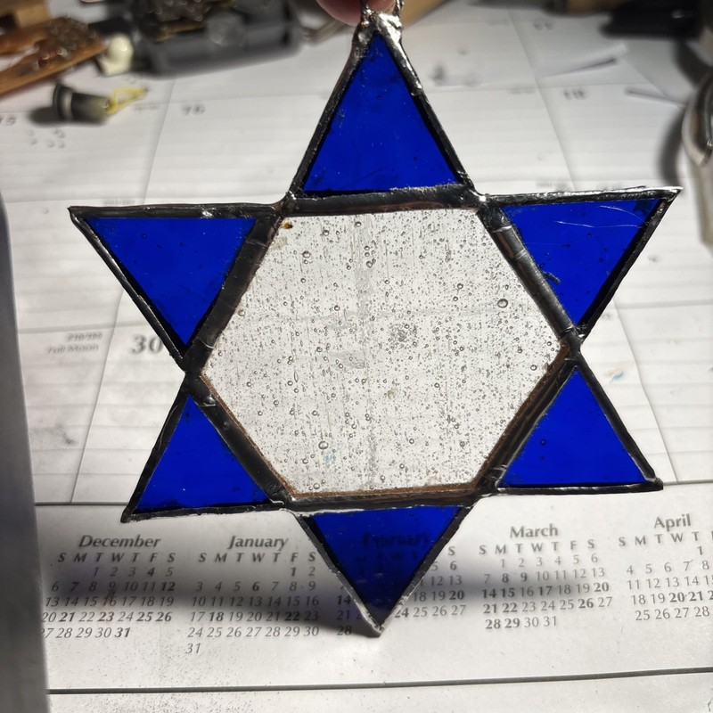 Star Of David Stain Glass Window Suncatcher / Handmade Made  / 4.5 Inches