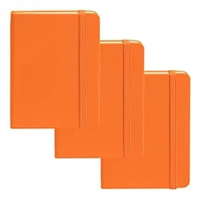 A6 Pocket Size Mini Hardcover Notebooks-124 pages (Orange, 3 Pack)