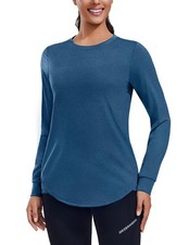 Womens Long Sleeve Workout Shirts UPF 50 Exercise Running Top Breathable Pila...