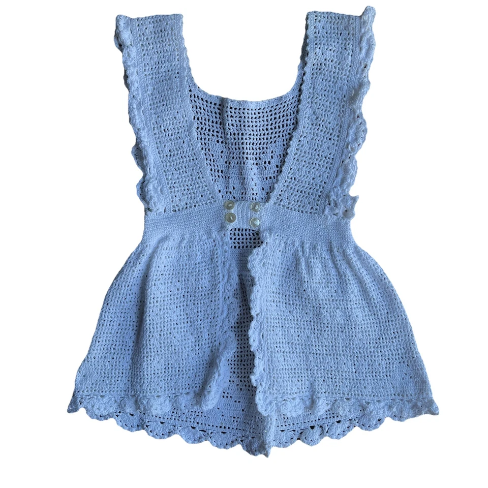 Top de ganchillo blanco hecho a mano vintage juvenil grande casa de campo núcleo hada envío gratuito Foto 2 de 3