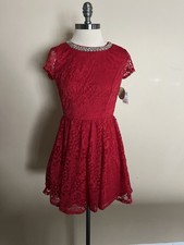 Windsor Red Lace Short Cocktail Dress Size 5 Cap Sleeve NWT
