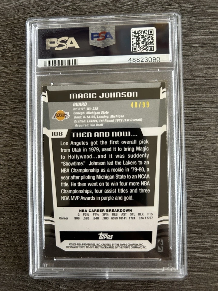 2008-09 Topps Tip-Off - Magic Johnson #108 Gold /99 PSA 8 - Image 4 of 4