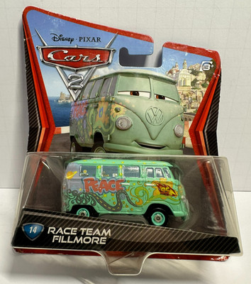 Disney Pixar Cars 2 Race Team Fillmore #14 1:55 Diecast Mattel VW Bus NIP