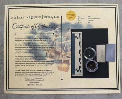 Spanish 1715 Treasure Fleet Shipwreck GOLD NUGGETS Certified Queens Jewels