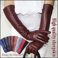 Genuine Leather Gloves 100 Sheepskin Long Gloves Women's Over Elbow Arm Sleeves