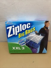 NEW Ziploc Big Bags Heavy Duty XXL 3 Bags 20 Gallon 2' x 2.7' Discontinued 2011