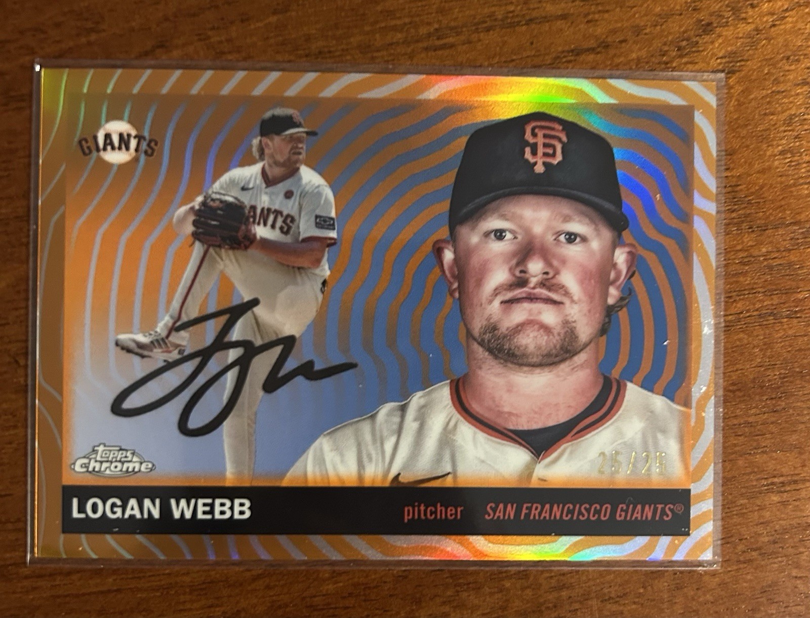 2025 Topps Chrome Platinum Anniversary Logan Webb Orange Vibrations /25 #176