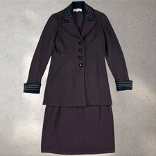 Vintage St John by Marie Gray Santana Knit Skirt Blazer Set Suit Brown Sz 4