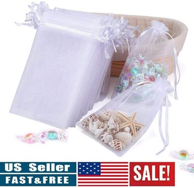 200Pcs White Sheer Organza Wedding Party Favor Gifts Candy Bags Pouches 4''X5'' US