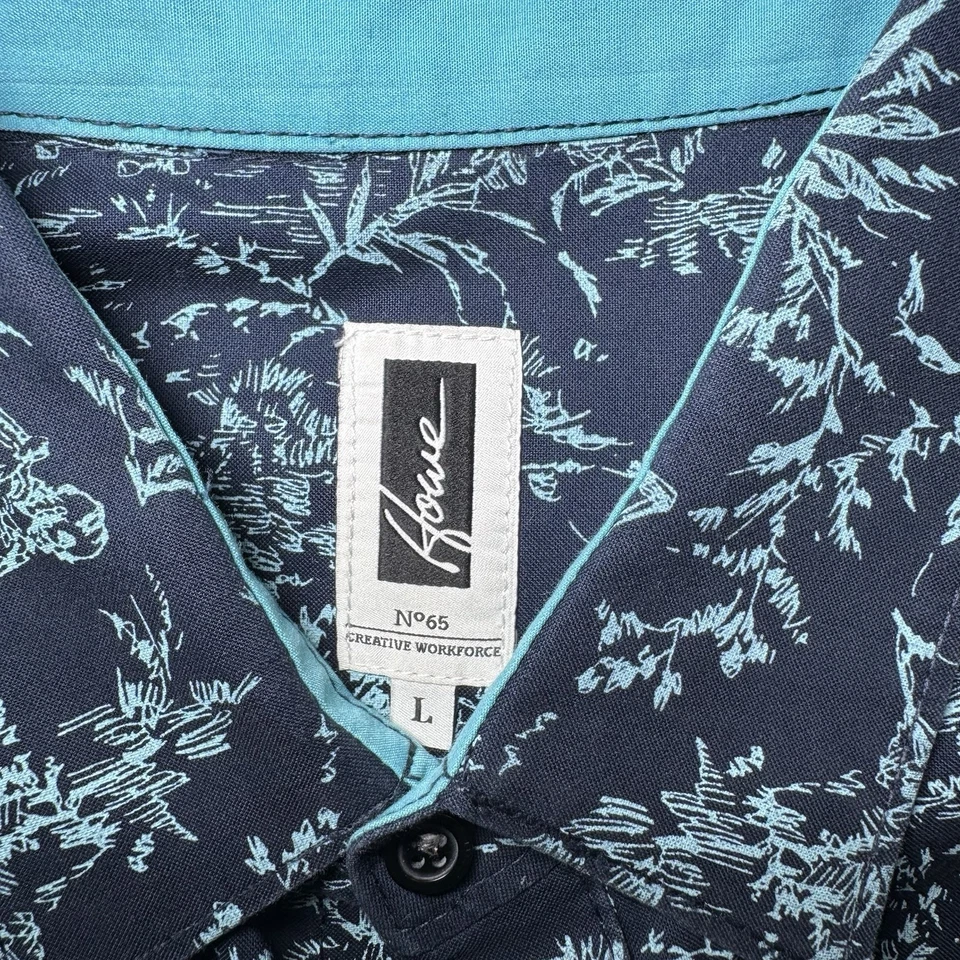 Howe No.65 Creative Workforce L Skull Riding AOP Hawaiian Button Up Shirt Teal - Image 4 of 4