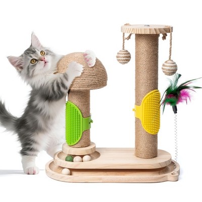 Cat Scratching Post Interactive - 5-in-1 Kitten Scratch Post Self Play Toy, V...