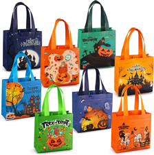 8PCS Halloween Trick or Treat Bags, Non-Woven Gift Tote Bags with Handles for Gi