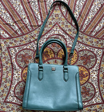 Nine West Teal Satchel Top Handle Bag Zip Clo...