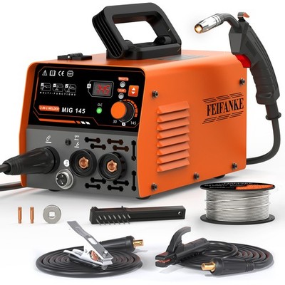 FEIFANKE 145A MINI MIG Welder 110V 3IN1 Flux Core/Lift TIG/Stick Welding Machine