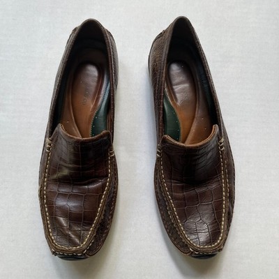 HS Trask Mens Shoes Size 9.5 M Brown Loafers Moccasins Driving Alligator READ!
