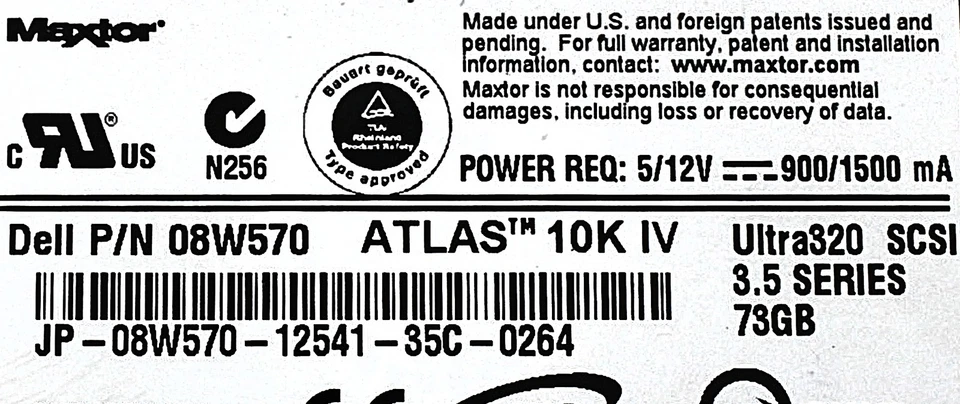 Dell 8W570 73GB 10K U320 3.5 80P HDD 08W570 Hard Disk Drive - Image 2 of 4