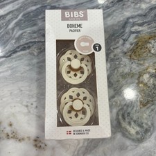 Pack Of 2 Bibs Cream Boheme Natural Denmark Rubber Round Baby Pacifier Size 1