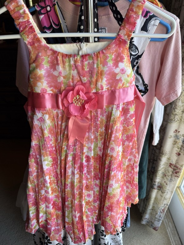 VINTAGE BONNIE JEAN Floral Pink SUNDAY DRESS SZ 8 