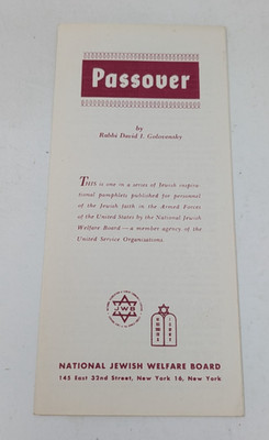 Rabbi David Golovensky Beth El Synagogue Passover Pamphlet Jewish History VTG