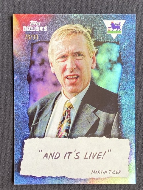 Martin Tyler 2025 Topps Decades Premier League 90s Memorable Quotes Blue /99