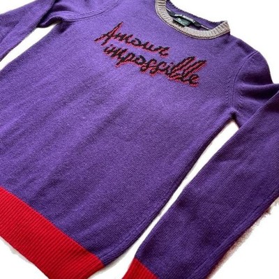 Pinko Uniqueness Amour Impossible Purple Jacquard Sweater Size S