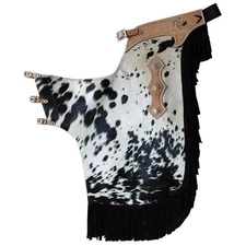 HILASON Western Pro Rodeo Bronc Bull Riding Leather Chinks | Handmade Chaps for