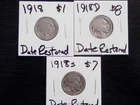 3 DATE RESTORED NICKELS 1918, 1918D, 1918S&