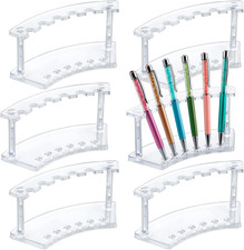 6 Pcs Pen Display Stand, 6 Slots Plastic Pen Holder, Clear Pen Display Rack for