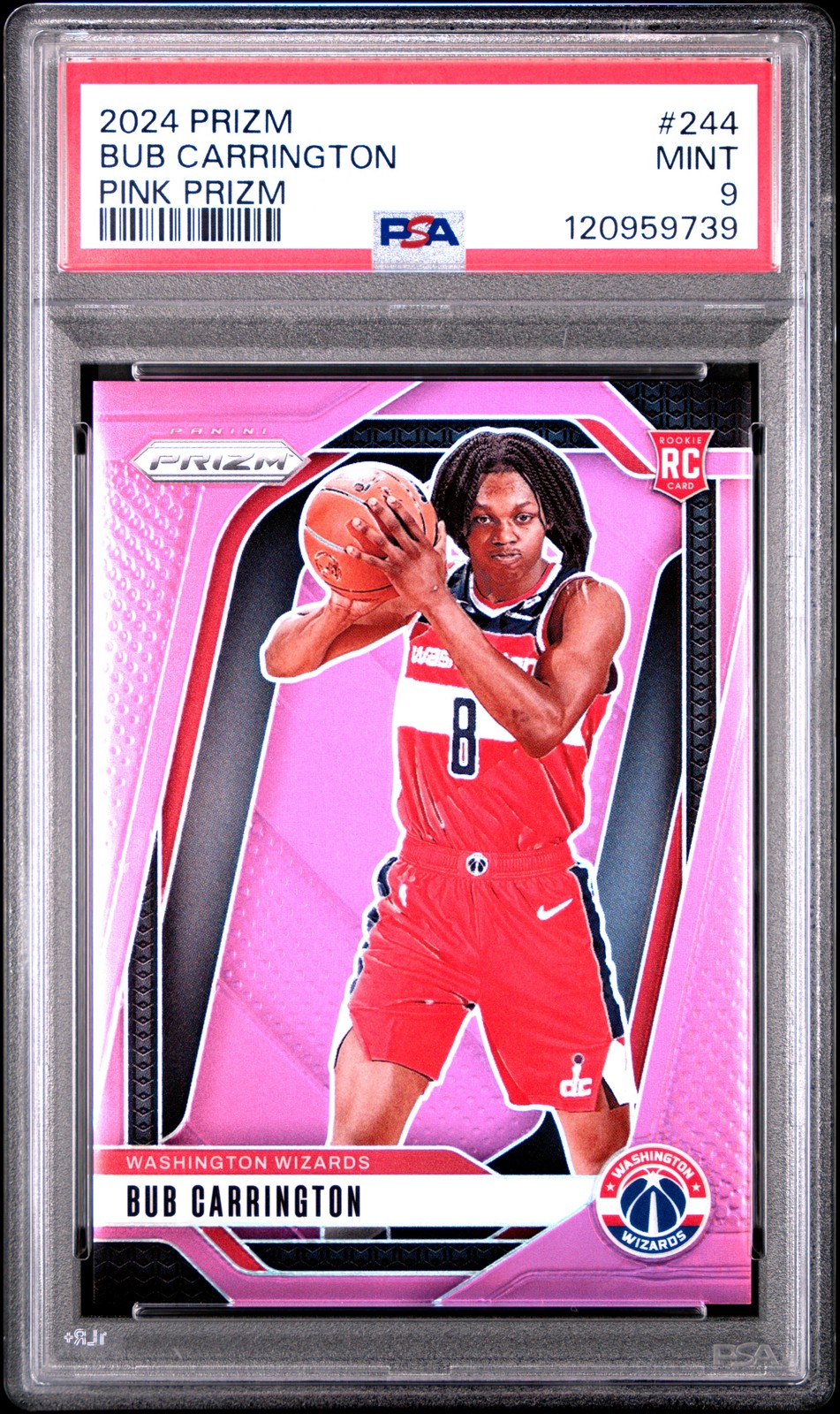 2024 PANINI PRIZM PINK PRIZM #244 BUB CARRINGTON 217/249 PSA 9