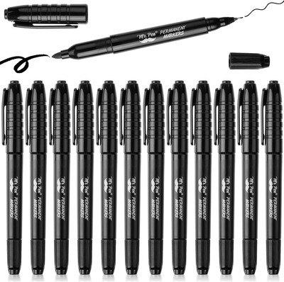 Mr. Pen - Dual Tip Permanent Markers, 12 Pack, 1 Count (Pack of 1), Black 