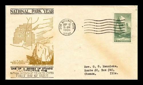 US COVER ZION NATIONAL PARK FIRST DAY ISSUE SCOTT 747