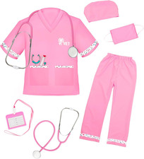Kids Veterinarian Costume, Kids Doctor Vet Costume Outfit Pretend Play Dress up